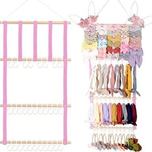 HMSOFTEST Headband Bow Holder Organizer Door Room Closet Pink